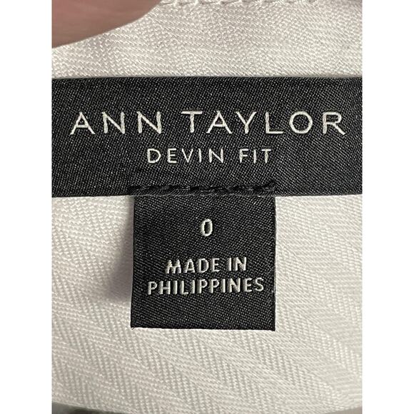 Ann Taylor Pants Womens 0 Navy White Devin Fit Striped Cotton Stretch Ankle - Picture 9 of 11